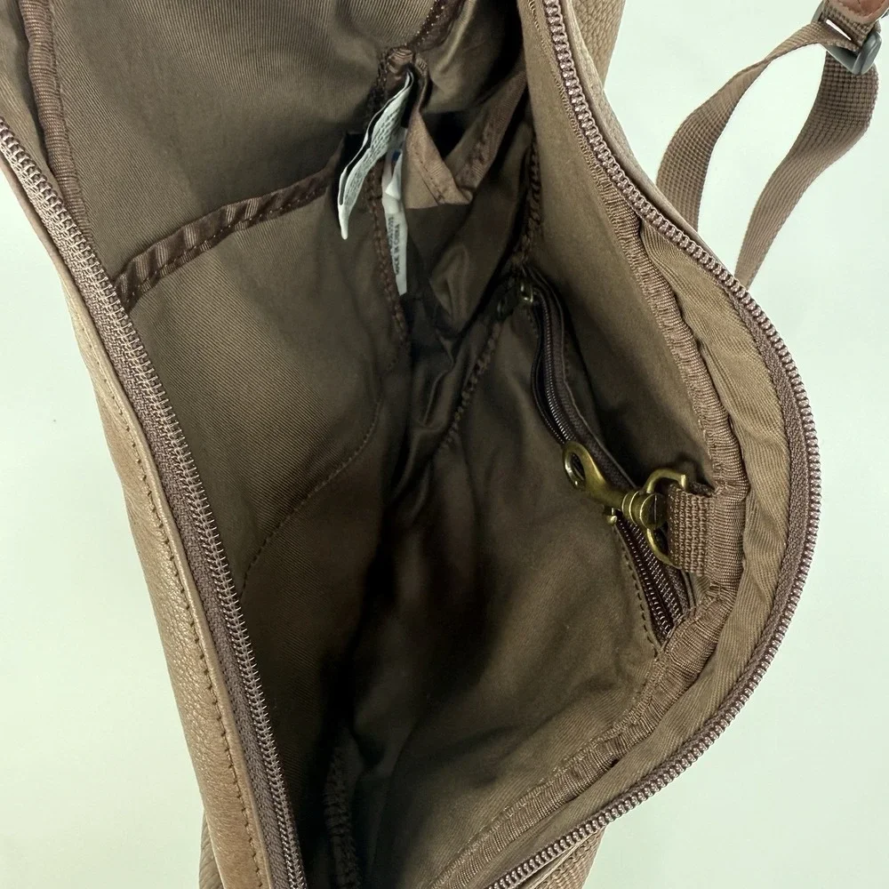 L.L. Bean Ameribag Healthy Back Bag Brown Leather Crossbody Sling Backpack